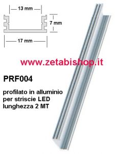 PRF004 profilato in alluminio da 2 Mt per striscie led