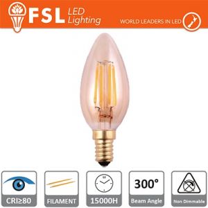 Lampada led 220 Volt C35 E14 a Candela 4W 330 L 2200K filamento Vintage